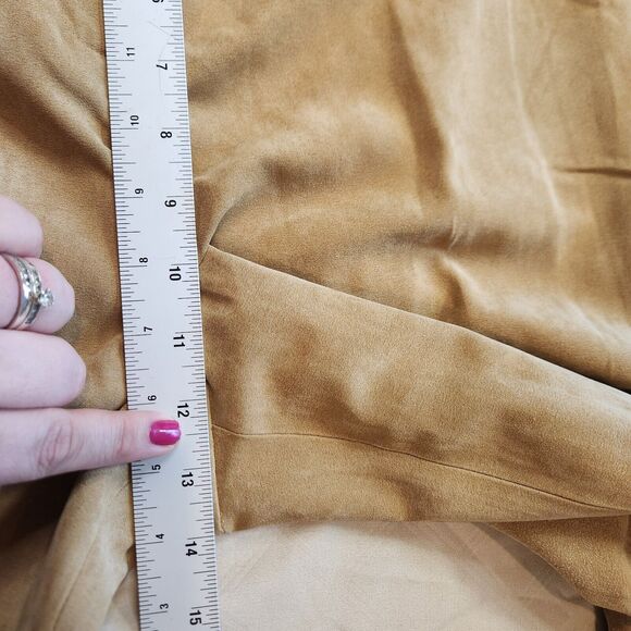 Judith Hart Women's 16 Khaki Tan Brushed Poly Suede-Like Chino Pants - Picture 8 of 9